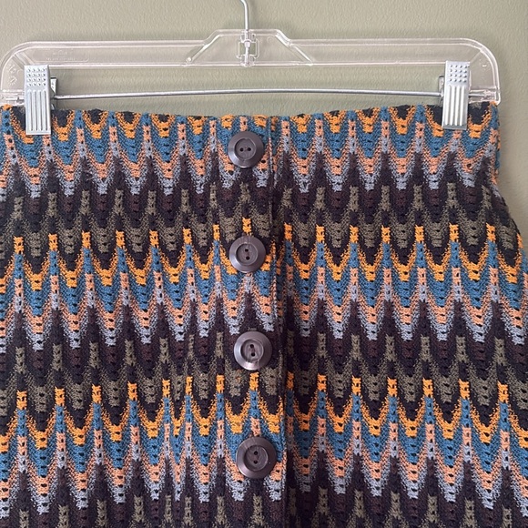Free People Open Knit Chevron Mod Mini Skirt Buttons 70s 80s Sz S - Picture 3 of 7